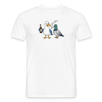 Two Birds One Stoned - Men's T-Shirt - white - Front - AI Model Male 178 dark (178cm)