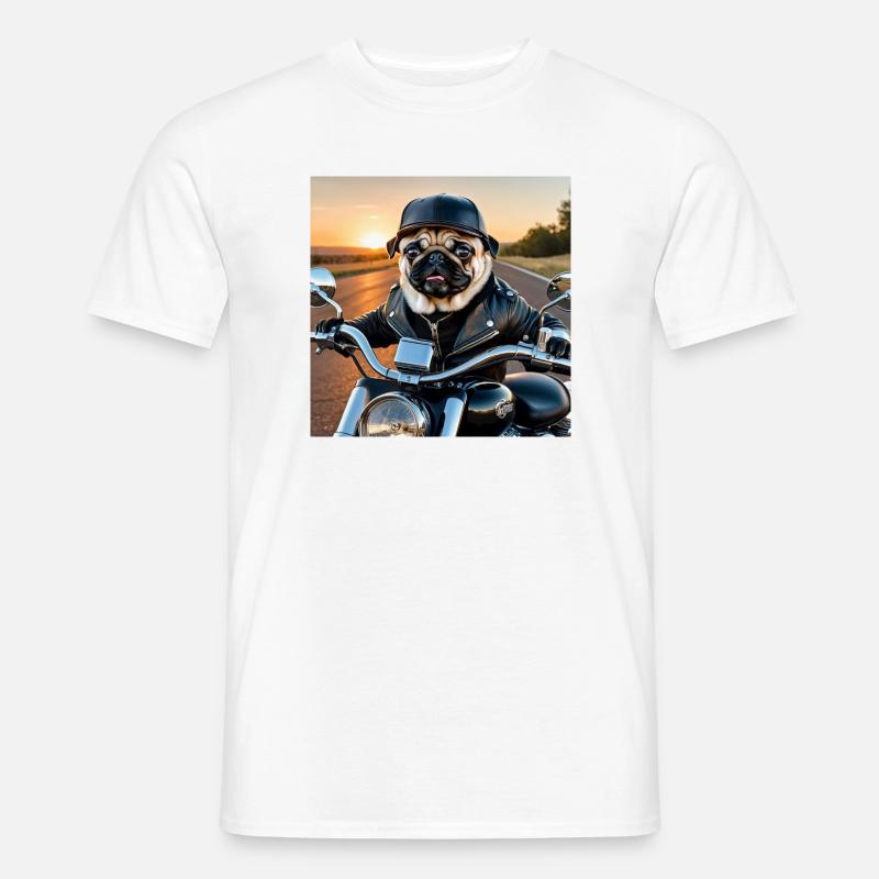 Hunde-Biker im Lederjacke Stil - Männer T-Shirt - Weiß