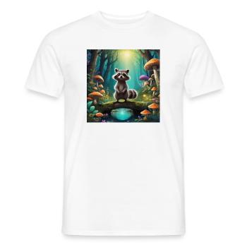 Raccoon in the enchanted forest - Men's T-Shirt - white - Front - AI Model Male 178 dark (178cm)