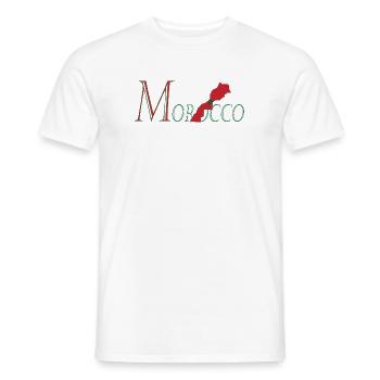 Élégance Patriotique au Design du Drapeau Marocain - T-shirt homme - blanc - Devant - AI Model Male 178 dark (178cm)