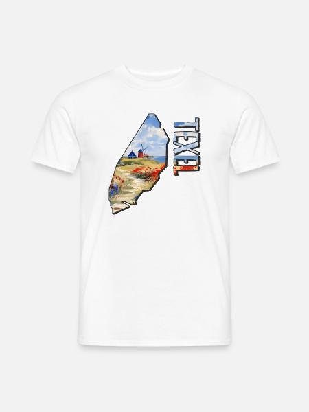 Aquarell Landkarte Texel - Männer T-Shirt - Weiß