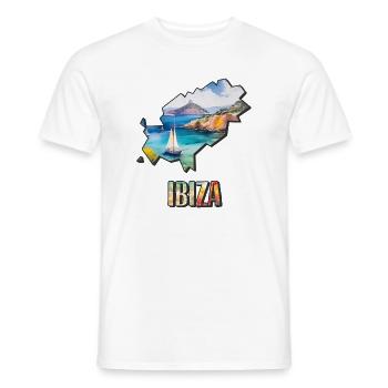 Watercolor Map Ibiza - Men's T-Shirt - white - Front - AI Model Male 178 dark (178cm)