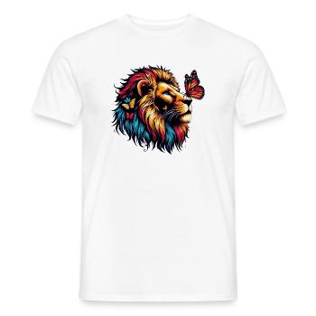 Löwe und Schmetterling - Männer T-Shirt - Weiß - Vorne - AI Model Male 178 dark (178cm)