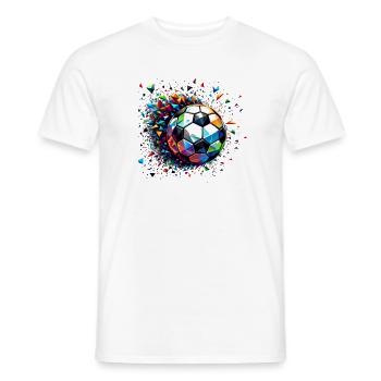 Colourful dynamic football motif with light reflections - Men's T-Shirt - white - Front - AI Model Male 178 dark (178cm)