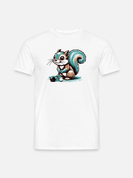 Cute cartoon squirrel playing golf - Men's T-Shirt - white