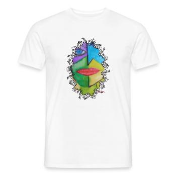 Portrait de visage coloré abstrait - T-shirt homme - blanc - Devant - AI Model Male 178 dark (178cm)