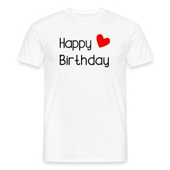HAPPY BIRTHDAY. HAPPY BIRTHDAY. ANNIVERSARY. - Men's T-Shirt - white - Front - AI Model Male 178 dark (178cm)