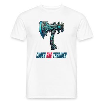 Hache à lancer une cyberhache, design sportif - T-shirt homme - blanc - Devant - AI Model Male 178 dark (178cm)