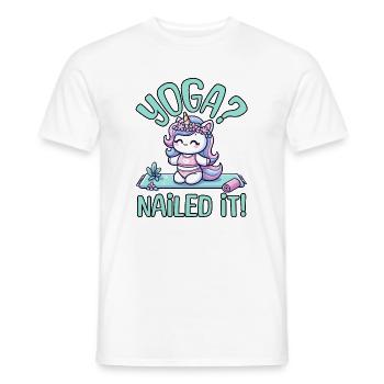 ADORABLE PLAISIR DE YOGA LICORNE : LE YOGA A RÉUSSI - T-shirt homme - blanc - Devant - AI Model Male 178 dark (178cm)