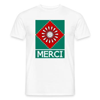 MERCI. MAÎTRESSE. MAÎTRE. MERCI MAÎTRESSE - T-shirt homme - blanc - Devant - AI Model Male 178 dark (178cm)