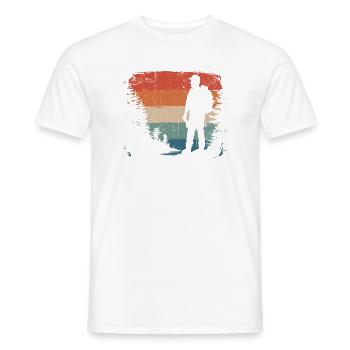 Hiker Silhouette Against Sunset Stripes - Men's T-Shirt - white - Front - AI Model Male 178 dark (178cm)