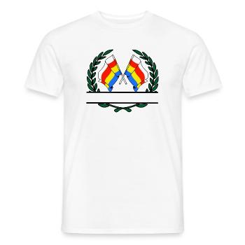Flags Podlaskie laurel wreath banner - Men's T-Shirt - white - Front - AI Model Male 178 dark (178cm)