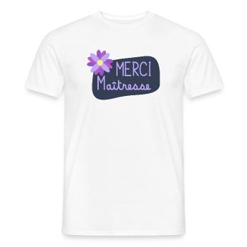 MISTRESS. MASTER. THANK YOU. THANK YOU MISTRESS - Men's T-Shirt - white - Front - AI Model Male 178 dark (178cm)