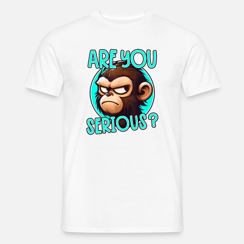 Bist du Serious Monkey? - Männer T-Shirt - Weiß