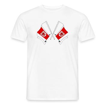Deux drapeaux de Poméranie occidentale - T-shirt homme - blanc - Devant - AI Model Male 178 dark (178cm)
