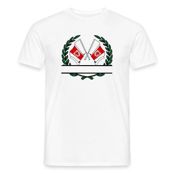 Flags West Pomeranian Poland laurel wreath banner - Men's T-Shirt - white - Front - AI Model Male 178 dark (178cm)