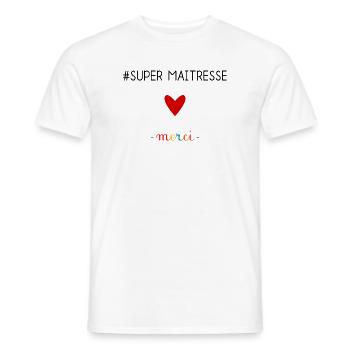 MERCI. MAÎTRESSE. MAÎTRE. MERCI MAÎTRESSE - T-shirt homme - blanc - Devant - AI Model Male 178 dark (178cm)