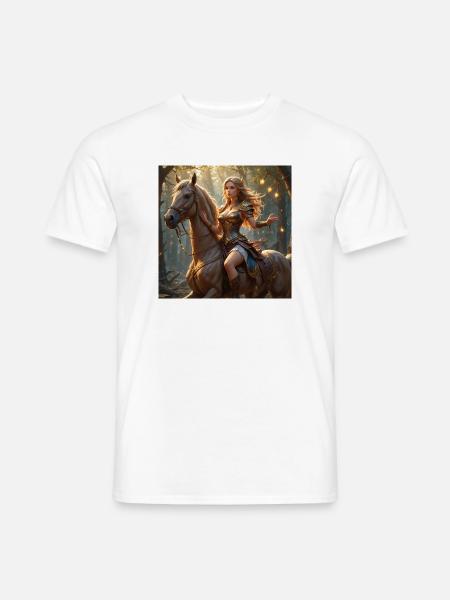 Elfenreiterin im Mondwald - Männer T-Shirt - Weiß
