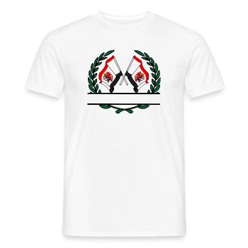 Flags Kuyavia Pomerania laurel wreath banner - Men's T-Shirt - white - Front - AI Model Male 178 dark (178cm)
