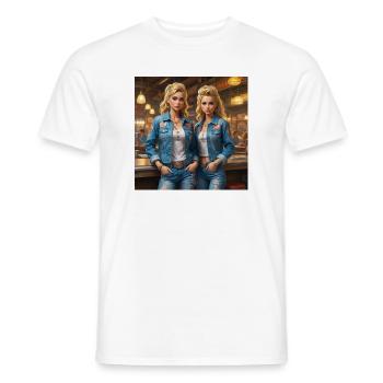 Diner Denim Duette - Männer T-Shirt - Weiß - Vorne - AI Model Male 178 dark (178cm)