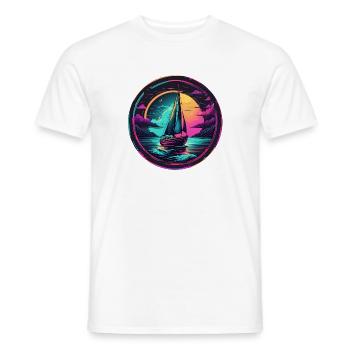 Neon Sonnenuntergang Segelboot - Männer T-Shirt - Weiß - Vorne - AI Model Male 178 dark (178cm)
