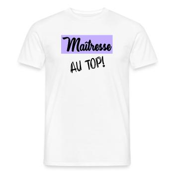 MISTRESS. THANK YOU. THANK YOU MISTRESS - Men's T-Shirt - white - Front - AI Model Male 178 dark (178cm)