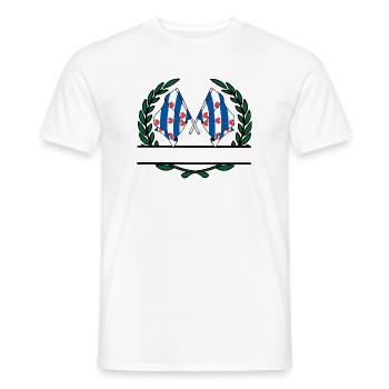 Drapeaux de la province de Frise couronne de laurier bannière - T-shirt homme - blanc - Devant - AI Model Male 178 dark (178cm)