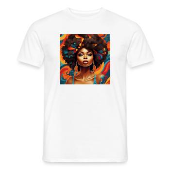 Afro Hair style Floral Explosion - Men's T-Shirt - white - Front - AI Model Male 178 dark (178cm)