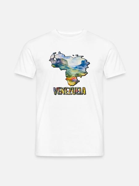 Aquarell Landkarte Venezuela - Männer T-Shirt - Weiß