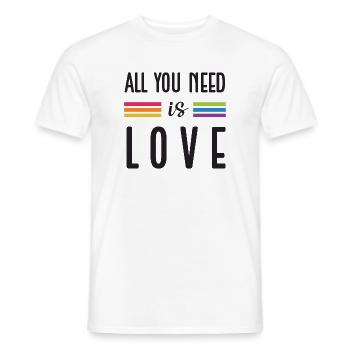 Mois de la fierté LGBTQ - Tout ce dont vous avez besoin, c’est de l’amour - T-shirt homme - blanc - Devant - AI Model Male 178 dark (178cm)