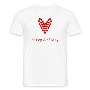 HAPPY BIRTHDAY. HAPPY BIRTHDAY. ANNIVERSARY. - Men's T-Shirt - white - Front - AI Model Male 178 dark (178cm)