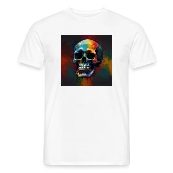 Colorful Death Mask on the Background of Expression - Men's T-Shirt - white - Front - AI Model Male 178 dark (178cm)