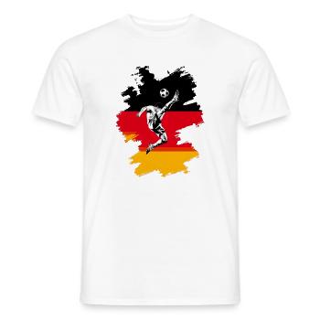 Dynamische Fußball-Action auf deutscher Flagge - Männer T-Shirt - Weiß - Vorne - AI Model Male 178 dark (178cm)