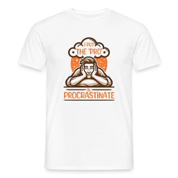 Je mets le « pro » dans Procrastinate, drôle - T-shirt homme - blanc - Devant - AI Model Male 178 dark (178cm)