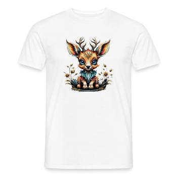 Cute deer in the style of cartoons. - Men's T-Shirt - white - Front - AI Model Male 178 dark (178cm)