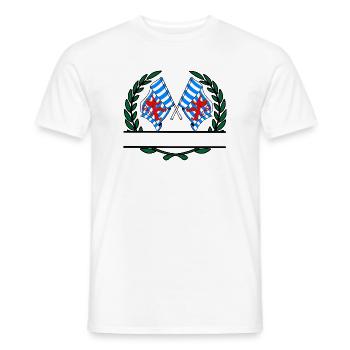 Drapeaux province de Luxembourg Belgique couronne de laurier - T-shirt homme - blanc - Devant - AI Model Male 178 dark (178cm)