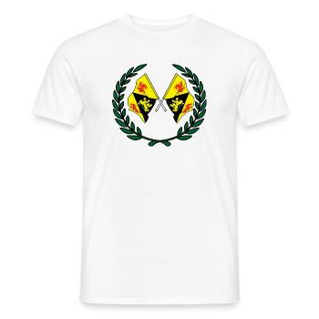 Flaggen von Wallonisch-Brabant im Lorbeerkranz - Männer T-Shirt - Weiß - Vorne - AI Model Male 178 dark (178cm)