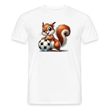 cheerful squirrel, playing football - Men's T-Shirt - white - Front - AI Model Male 178 dark (178cm)