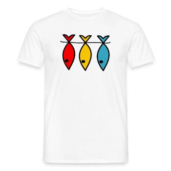 FISH. APRIL FOOLS. HUMOR. SEA. OCEAN - Men's T-Shirt - white - Front - AI Model Male 178 dark (178cm)