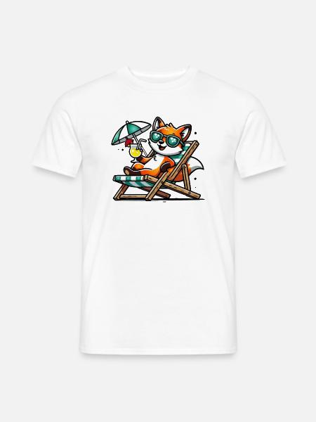 Fuchs am Strand - Männer T-Shirt - Weiß