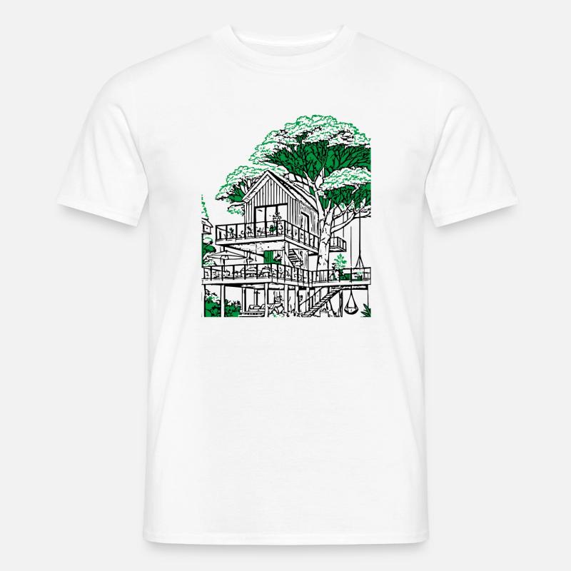 Baum Haus - Männer T-Shirt - Weiß