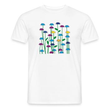 Kornblumen, Dekorativ, Blau, Muster, Kunst, Natur, - Männer T-Shirt - Weiß - Vorne - AI Model Male 178 dark (178cm)