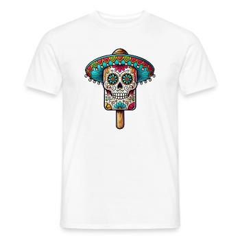 witziges Skull-Eis-Motiv - Día de Muertos - Männer T-Shirt - Weiß - Vorne - AI Model Male 178 dark (178cm)