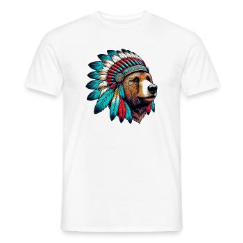 Ours amérindien Peaux-rouges d’Amérique - T-shirt homme - blanc - Devant - AI Model Male 178 dark (178cm)