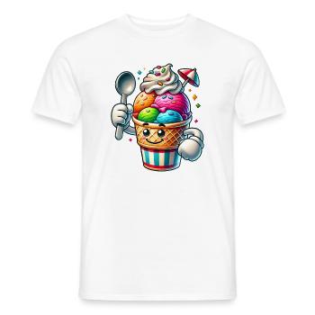 cheerful cartoon ice cream motif for summer fun - Men's T-Shirt - white - Front - AI Model Male 178 dark (178cm)