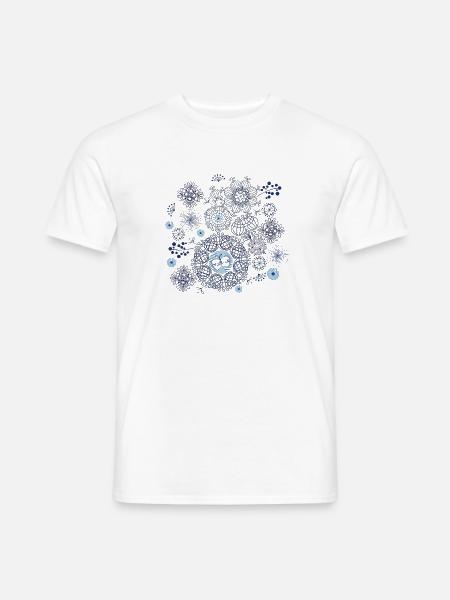 Abstraktes Feuerwerksmuster in Blau und Gold - Männer T-Shirt - Weiß