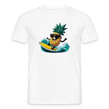 Ananas-Surfen mit Sonnenbrille am Meer - Männer T-Shirt - Weiß - Vorne - AI Model Male 178 dark (178cm)