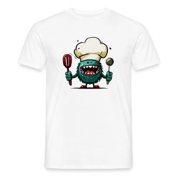 Alien extraterrestre Martien Cuisinier Chef - T-shirt homme - blanc - Devant - AI Model Male 178 dark (178cm)