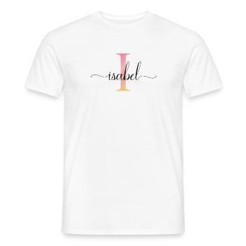 I | Monogram | Name | Isabel |Watercolor - Men's T-Shirt - white - Front - AI Model Male 178 dark (178cm)