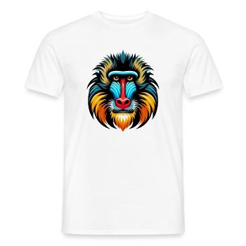 Singe mandrill - T-shirt homme - blanc - Devant - AI Model Male 178 dark (178cm)